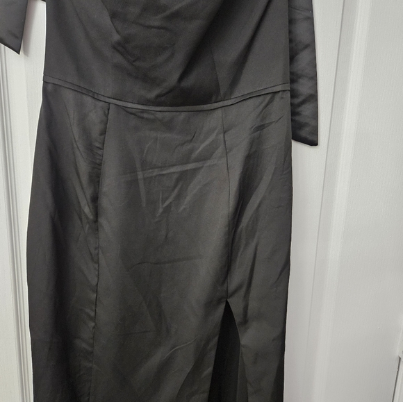 Ieena for Mac Duggal Black Square Neck Tie Strap Slit Gown Sz 8 NWT - Picture 5 of 13